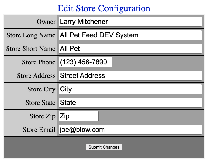 Store Configuration